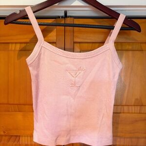 NWOT Pink Martini Cropped Tank Top by Golden Hour Size XS 100% Cotton Ribbed